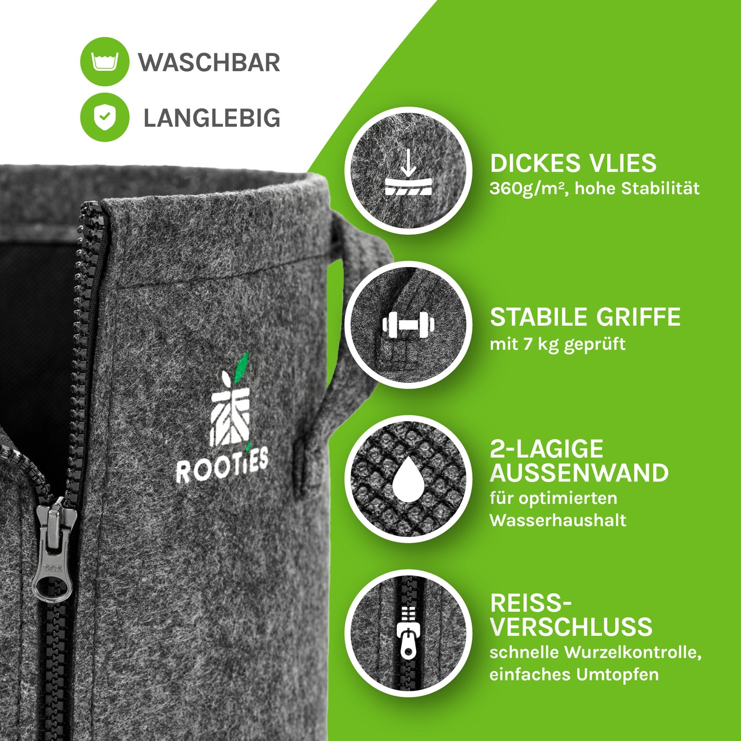 6l Stofftopf mit Reißverschluss