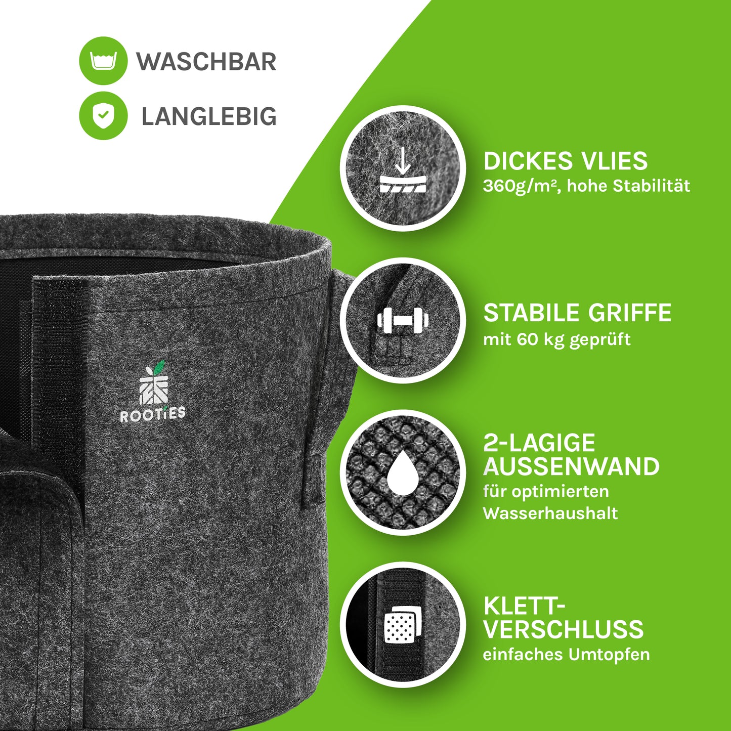 60l Stofftopf mit Klettverschluss